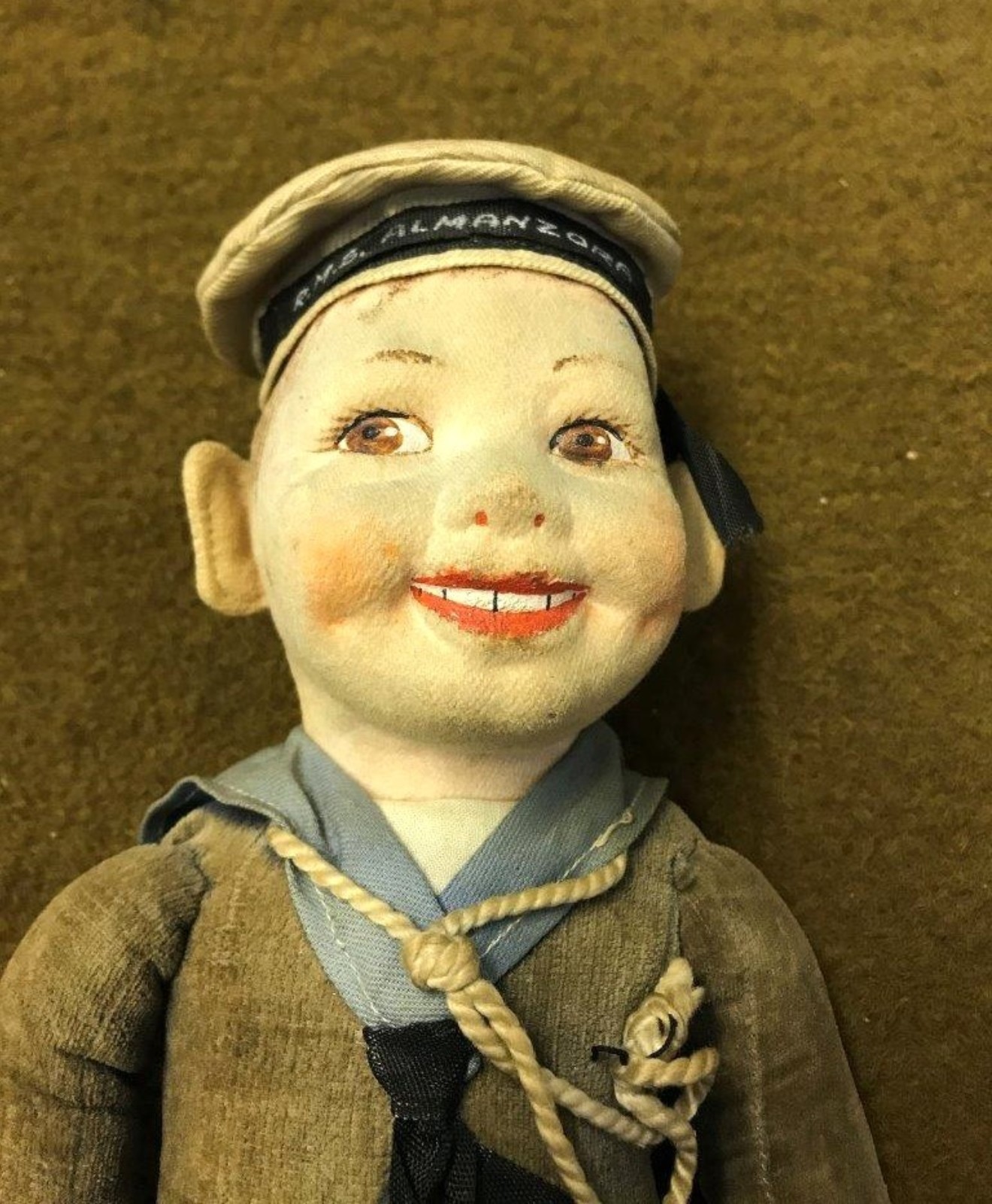 Rare Antique Norah Wellings Sailor Cloth Doll R.M.S. Almanzora