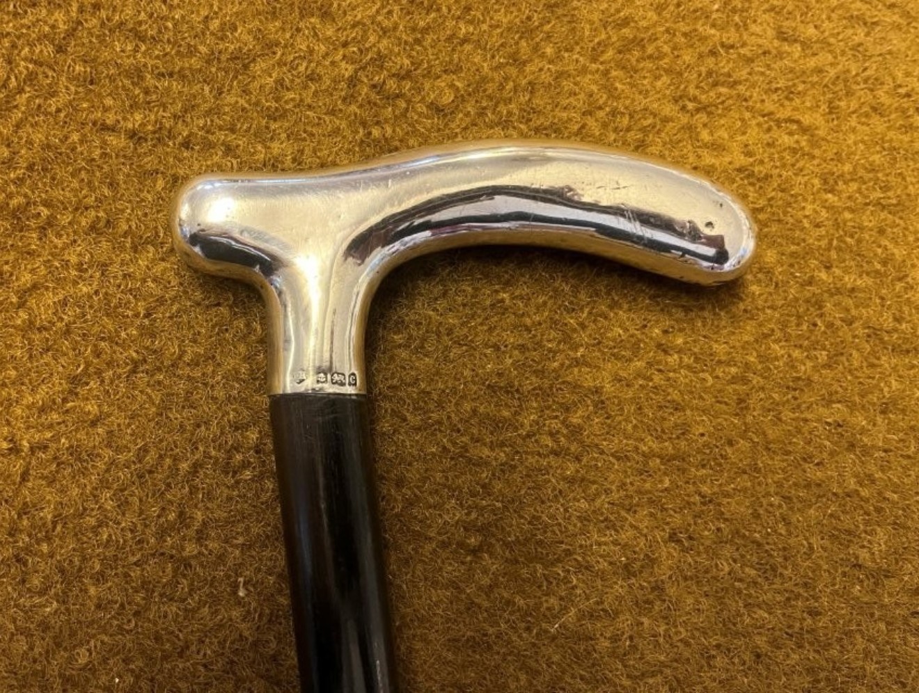 Antique Sterling Silver Clutch Handle Walking Stick