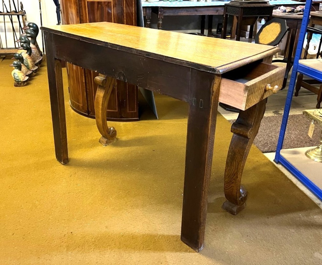 Antique Scottish Carved Solid Golden Oak Hall / Console Table
