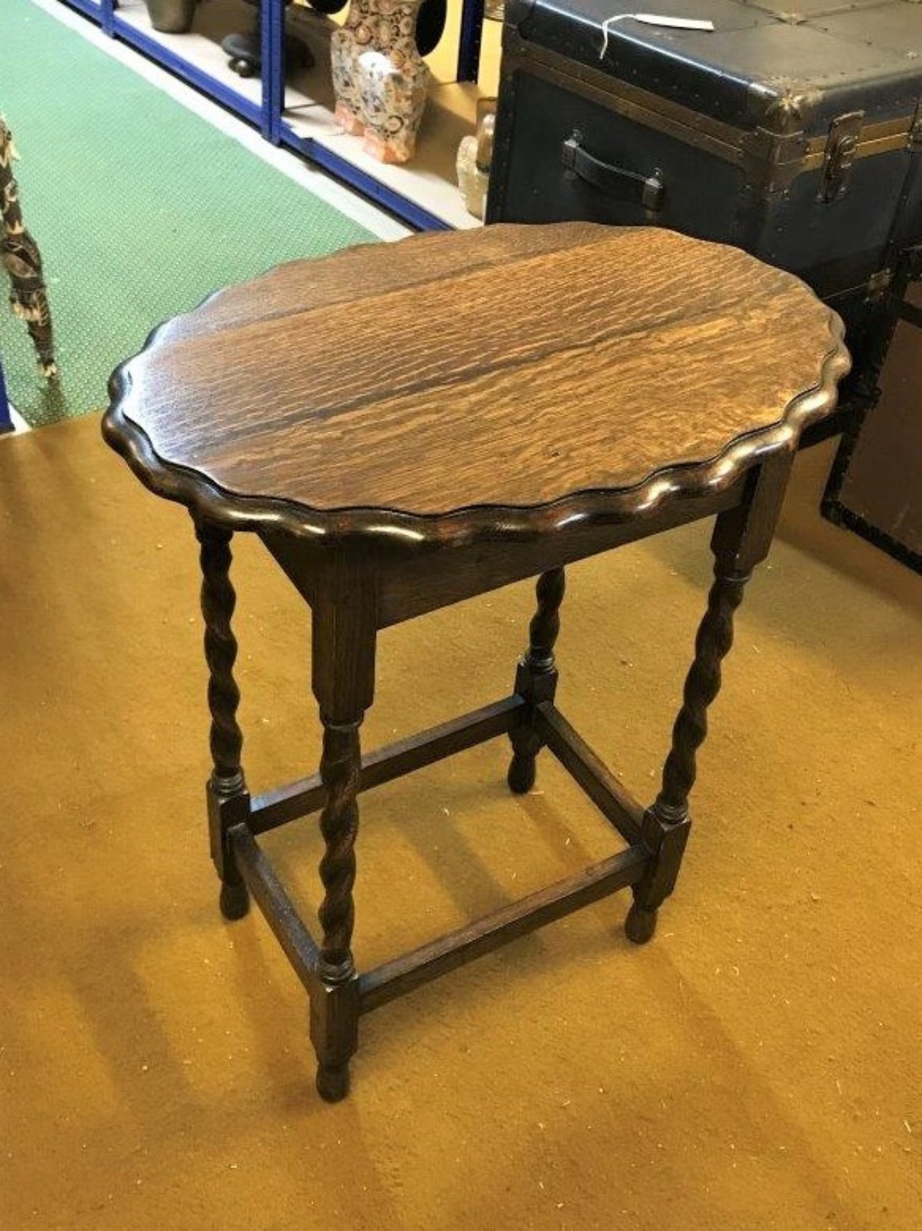 Dark Oak Oval Scalloped Edge Side Table