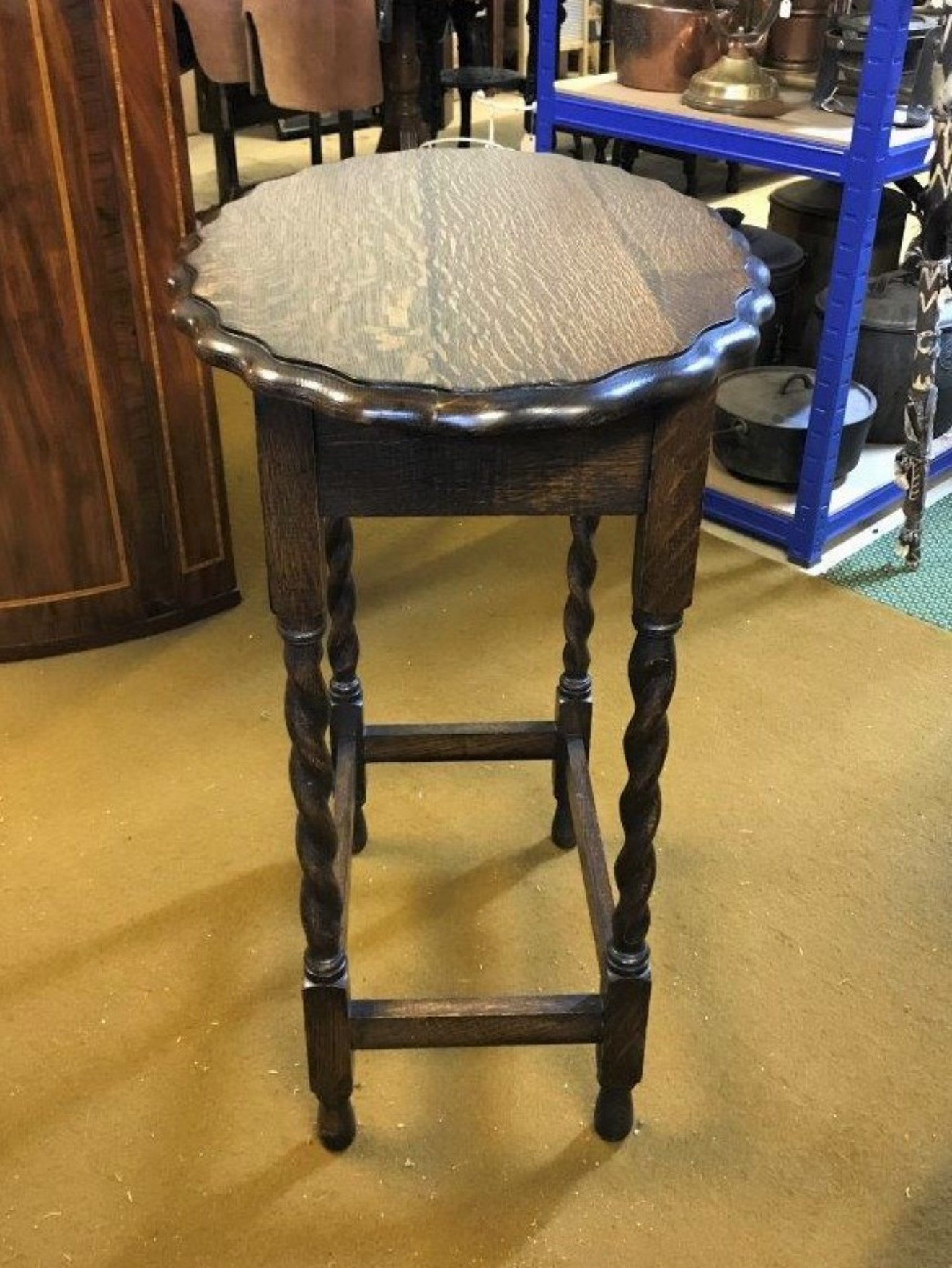 Dark Oak Oval Scalloped Edge Side Table