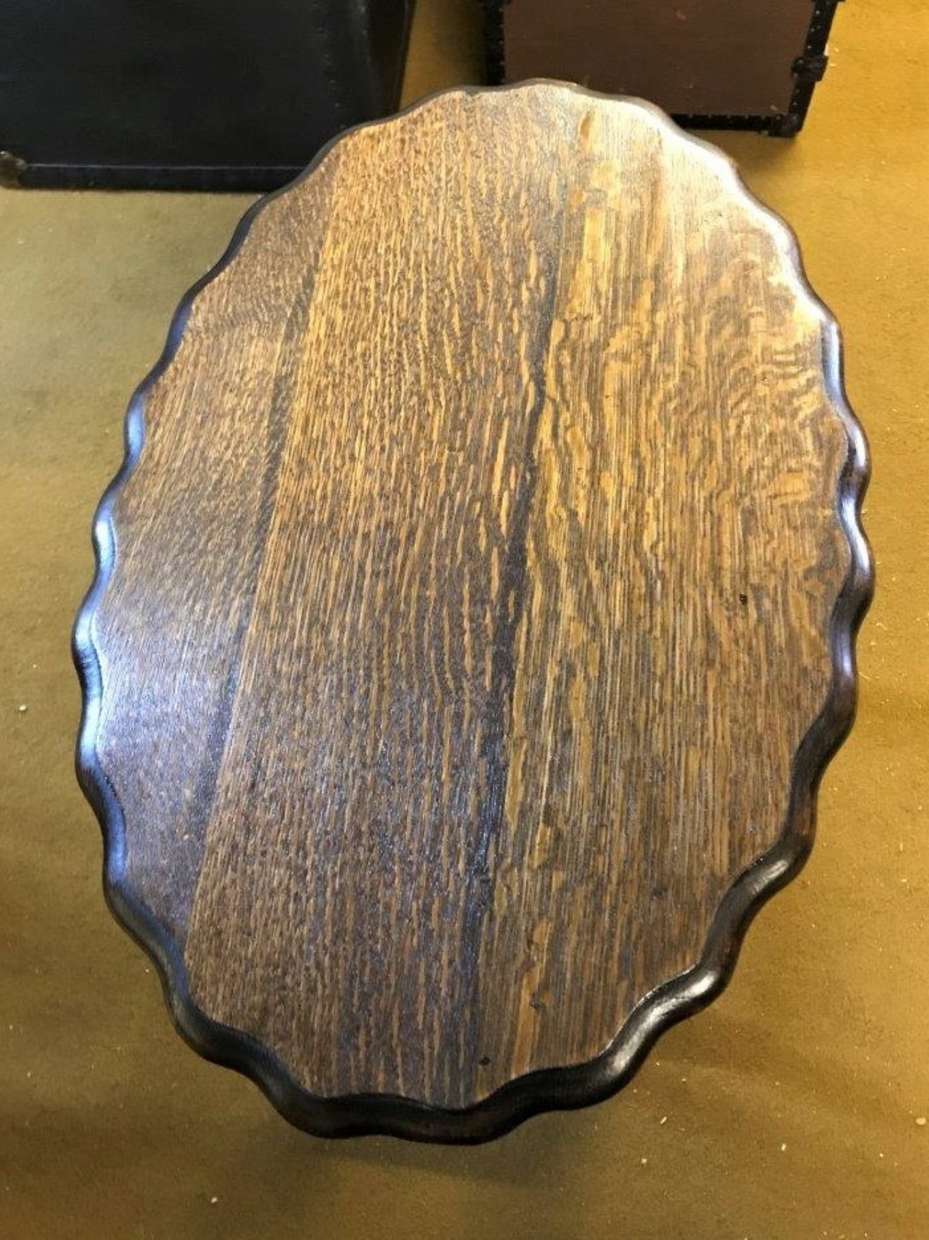 Dark Oak Oval Scalloped Edge Side Table