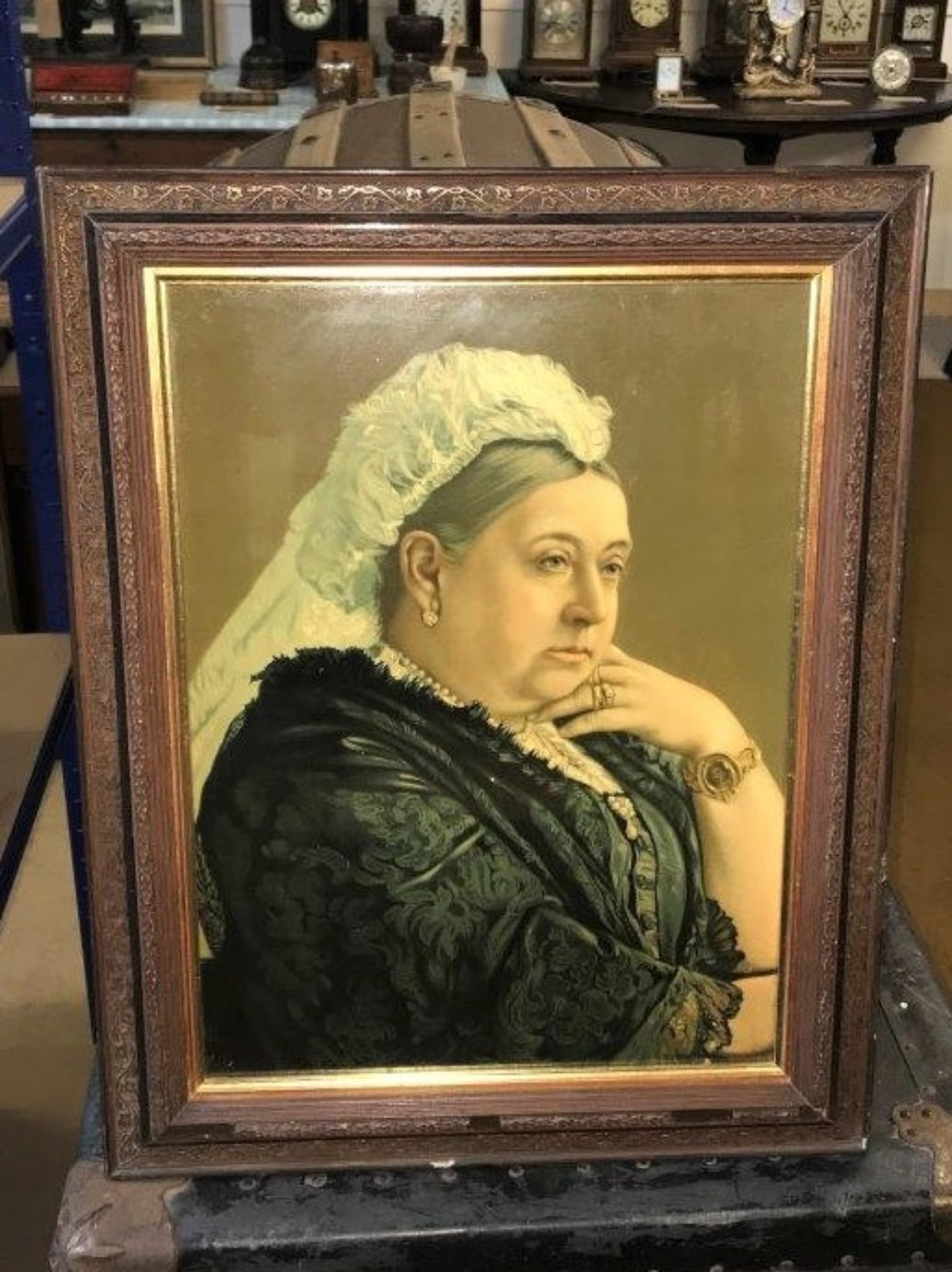 Lithograph Print Seated Widowed Queen Victoria