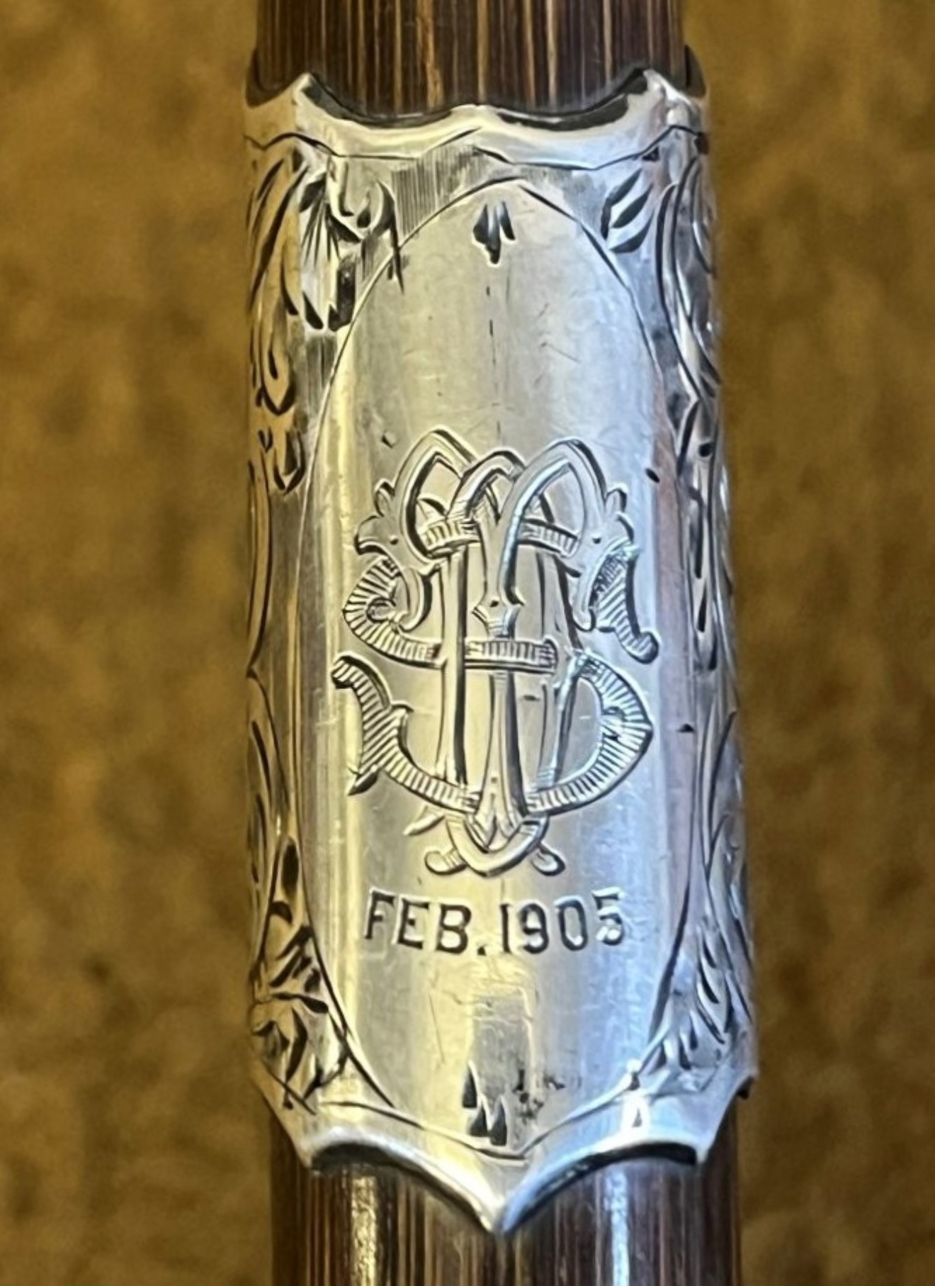 Antique Sterling Silver Mounted Partridgewood Walking Stick