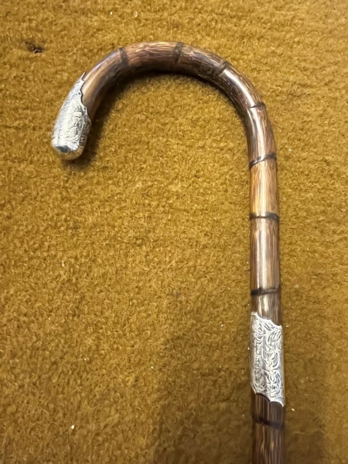 Antique Sterling Silver Mounted Partridgewood Walking Stick