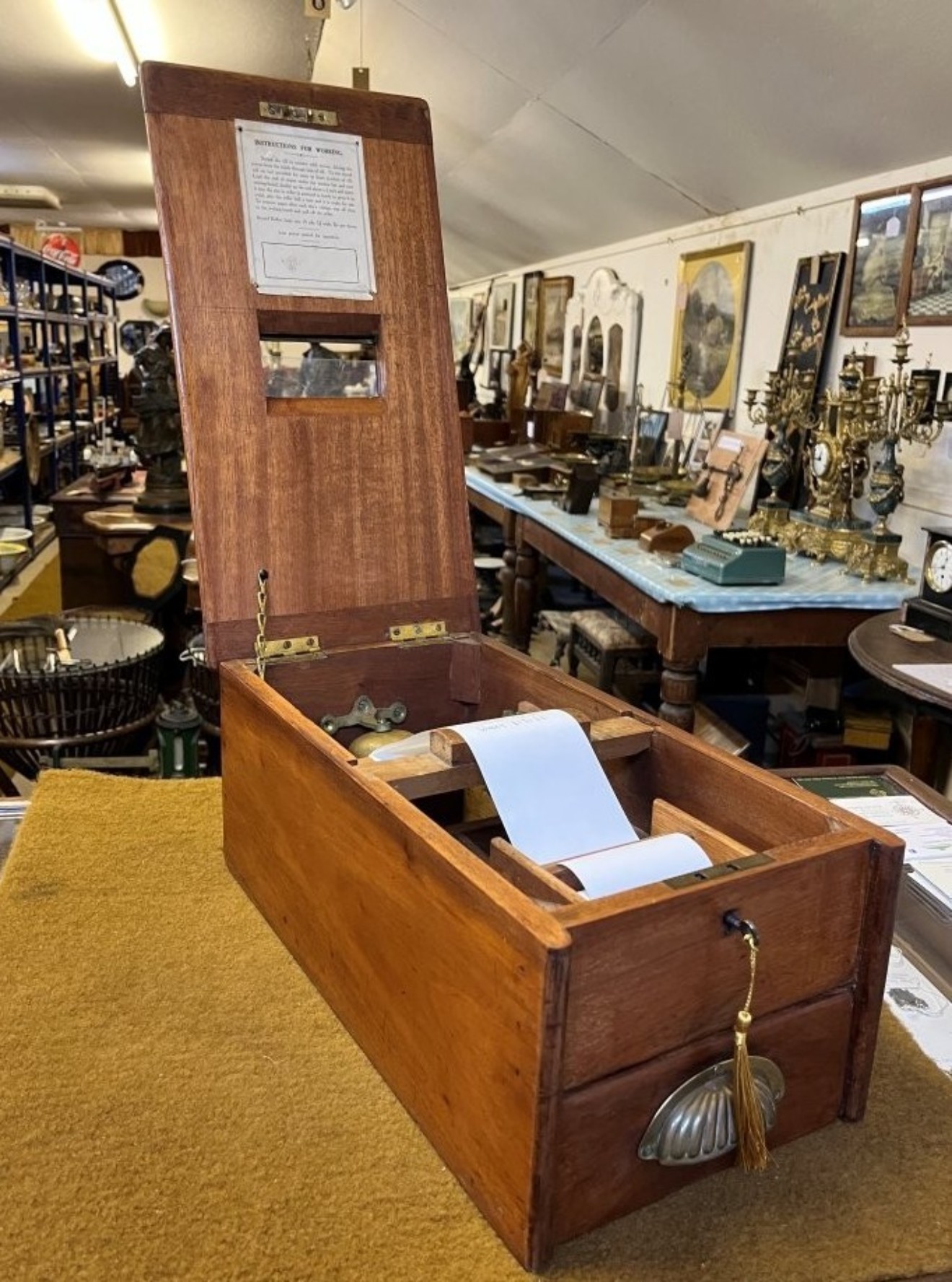 Vintage Mahogany Counter Top Cash Register