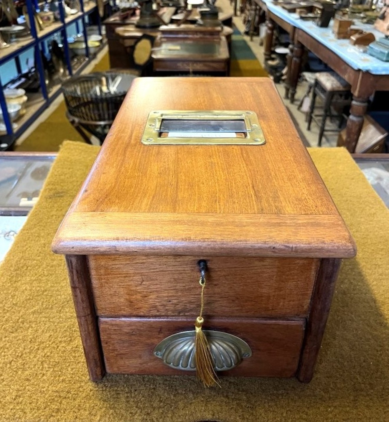 Vintage Mahogany Counter Top Cash Register