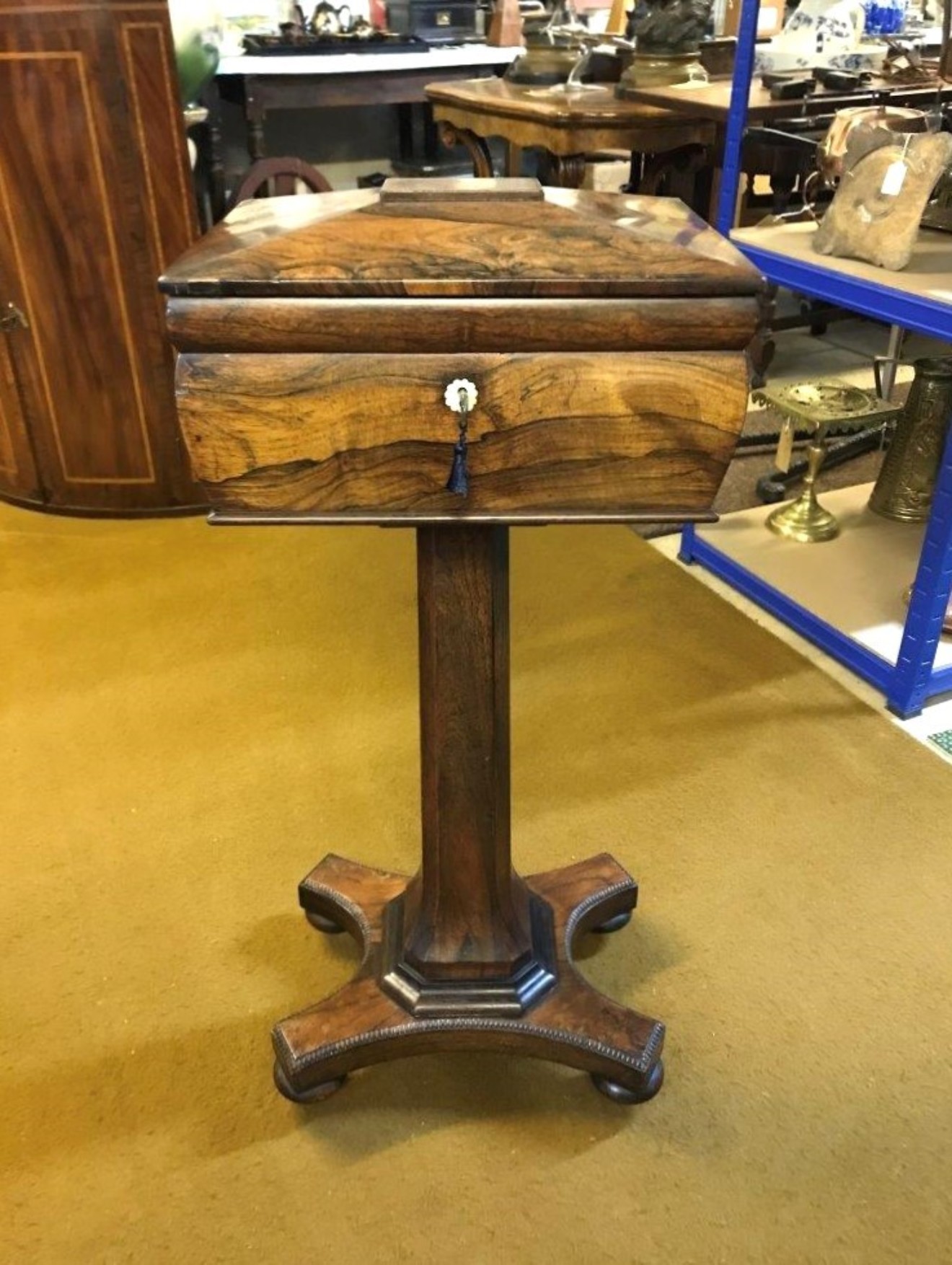 Antique Rosewood Teapoy / Work Box Circa Mid 19th C