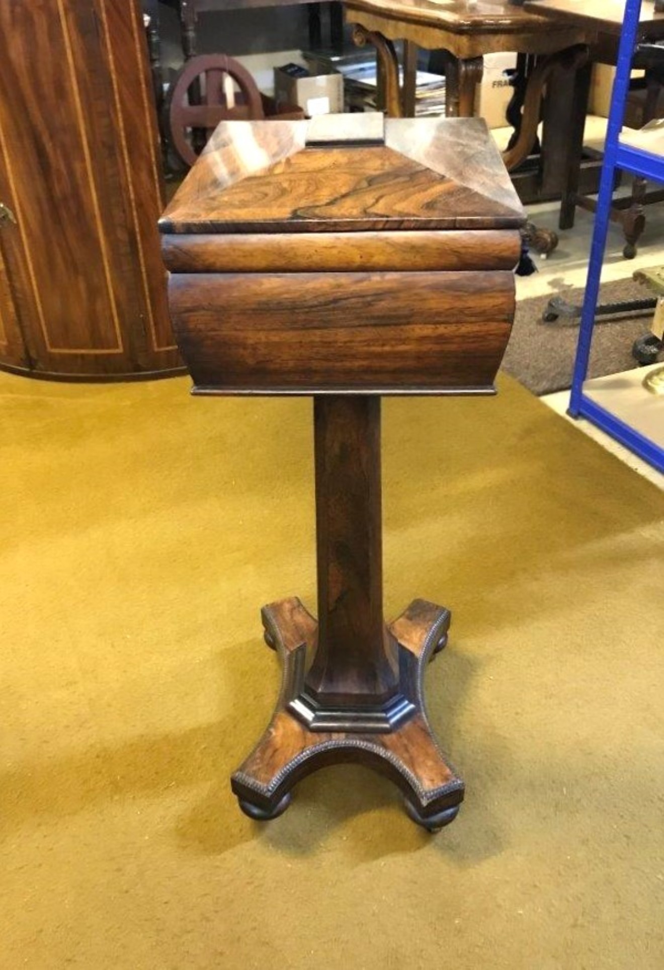 Antique Rosewood Teapoy / Work Box Circa Mid 19th C