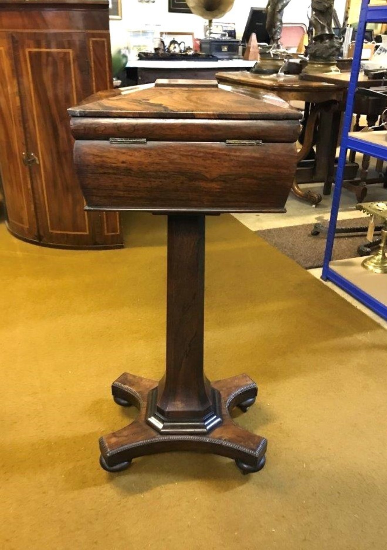 Antique Rosewood Teapoy / Work Box Circa Mid 19th C