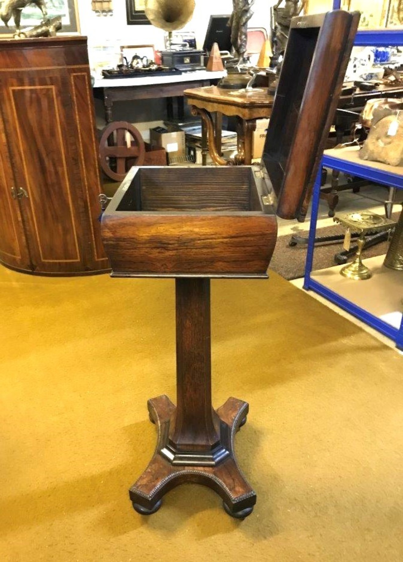 Antique Rosewood Teapoy / Work Box Circa Mid 19th C