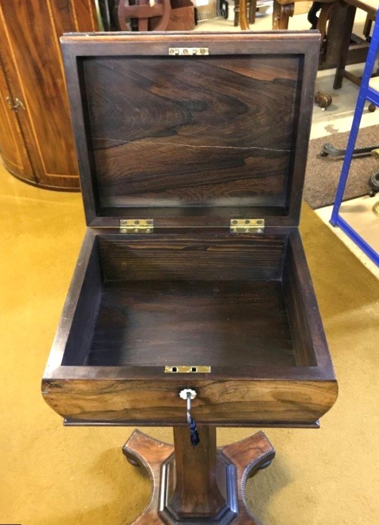 Antique Rosewood Teapoy / Work Box Circa Mid 19th C