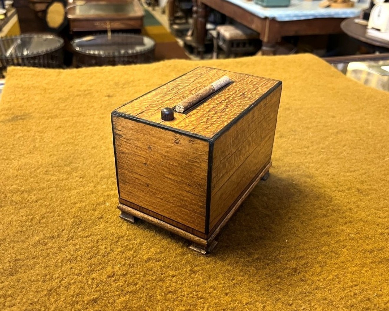 Art Deco Satinwood Spring Loaded Cigarette Dispenser