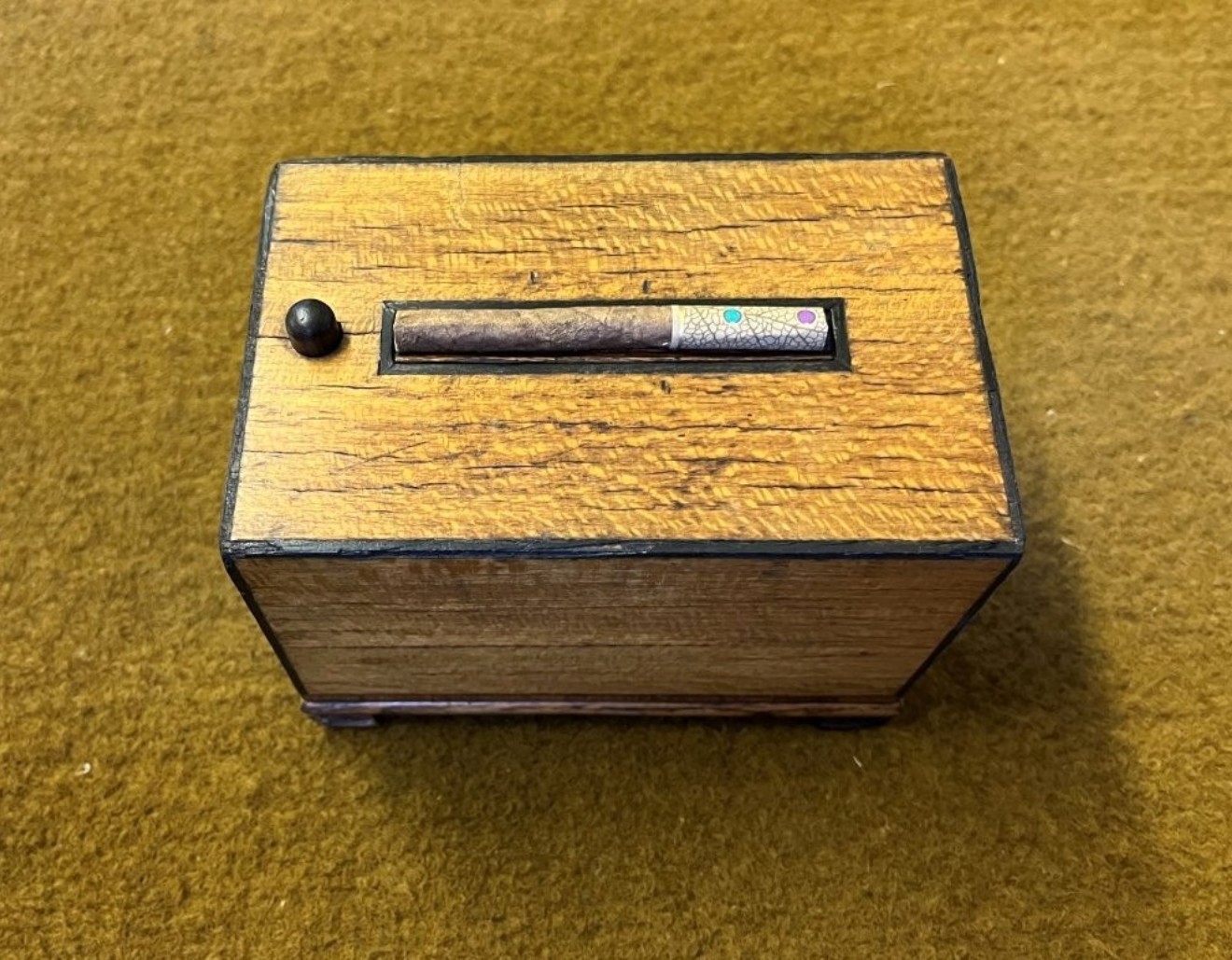 Art Deco Satinwood Spring Loaded Cigarette Dispenser