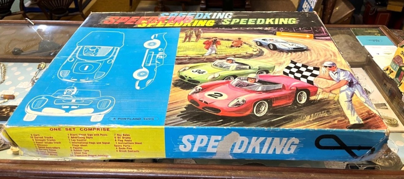Vintage Speedking Slot Car Racing Set by Portland Toys Ltd