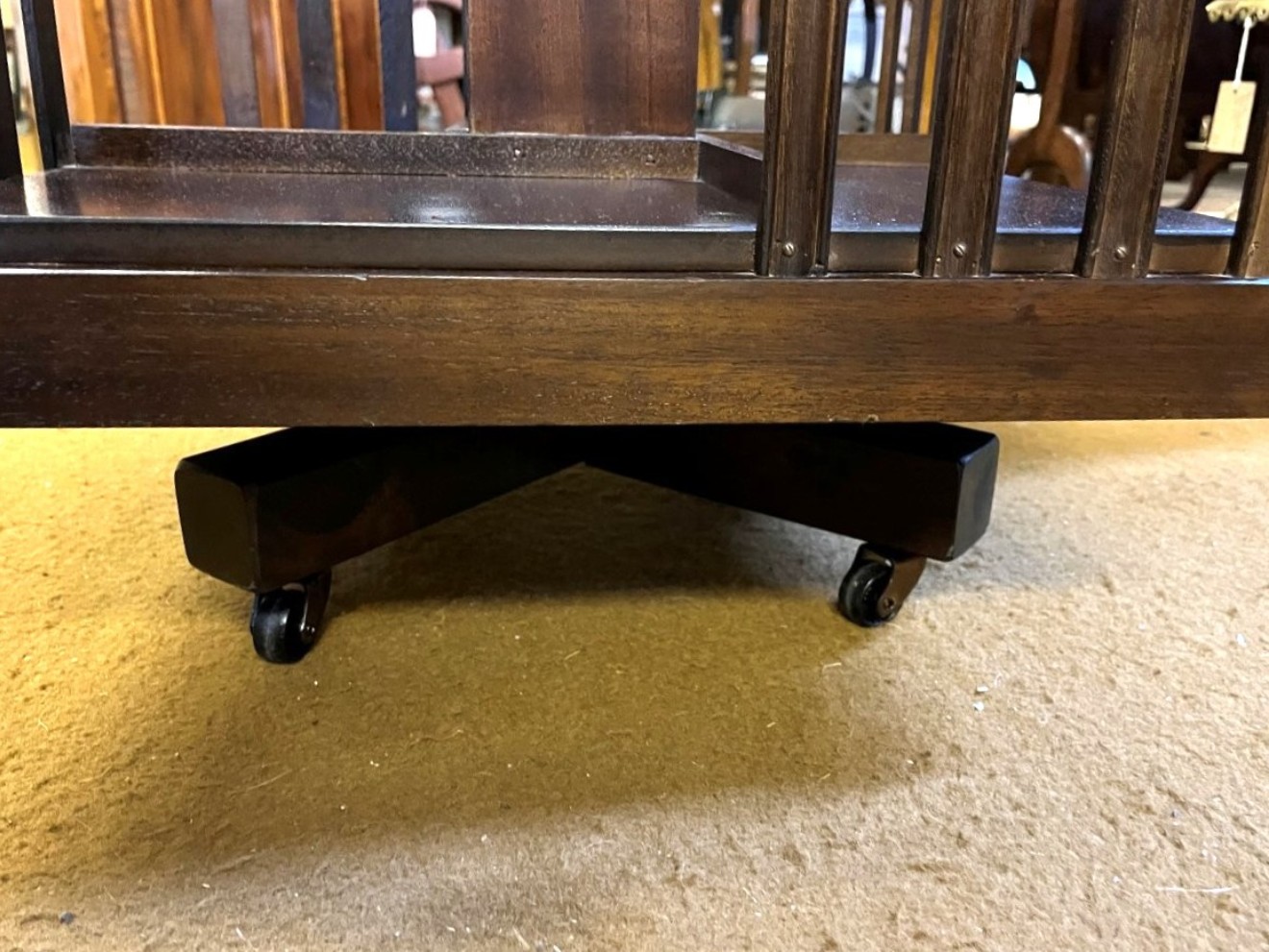 Mid Century Mahogany Inlaid Revolving Bookcase
