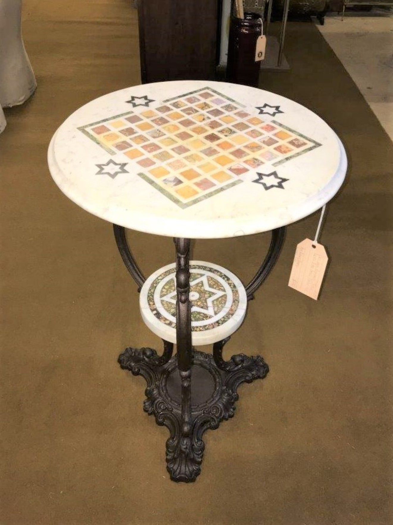 Cast Iron Marble Top Table