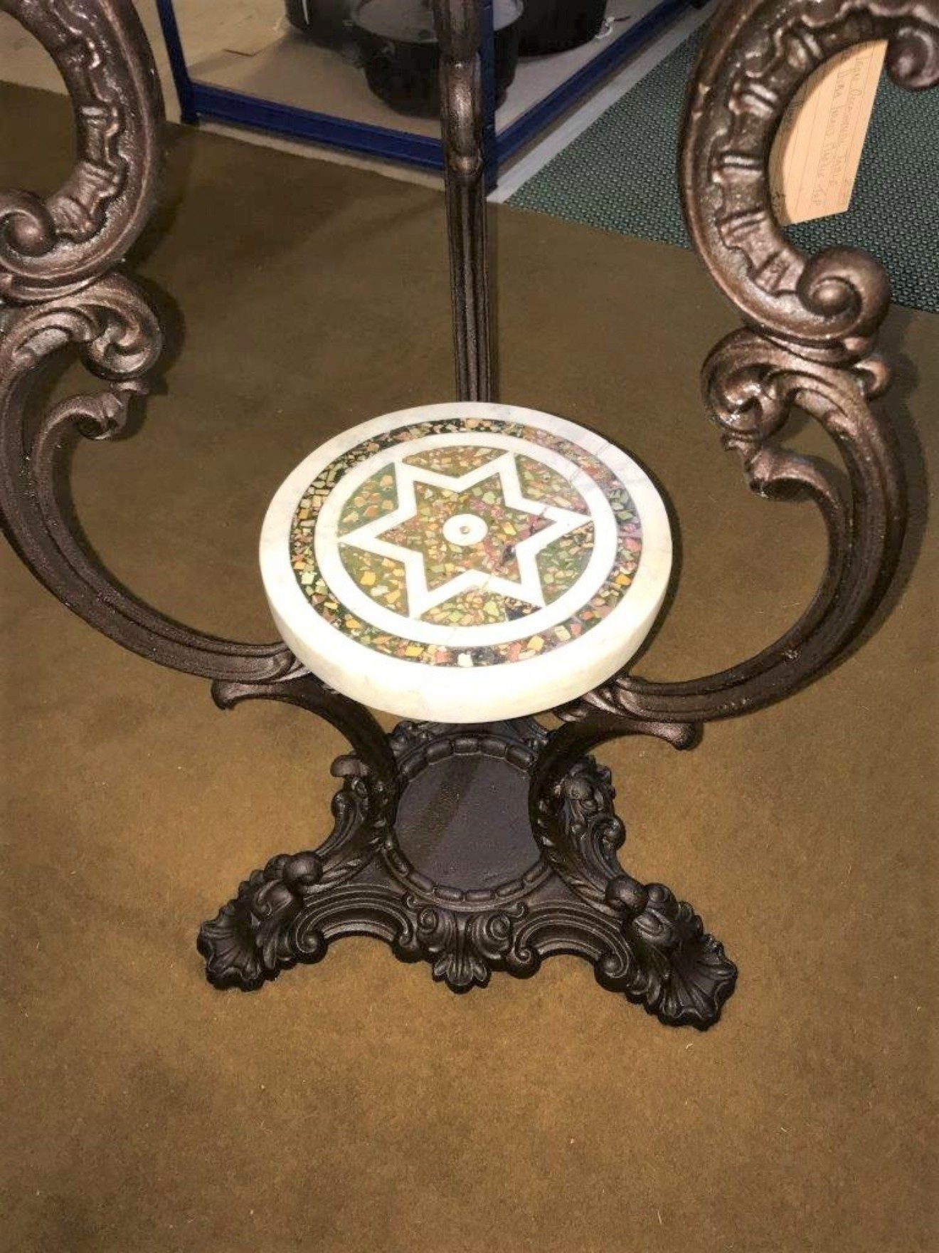 Cast Iron Marble Top Table