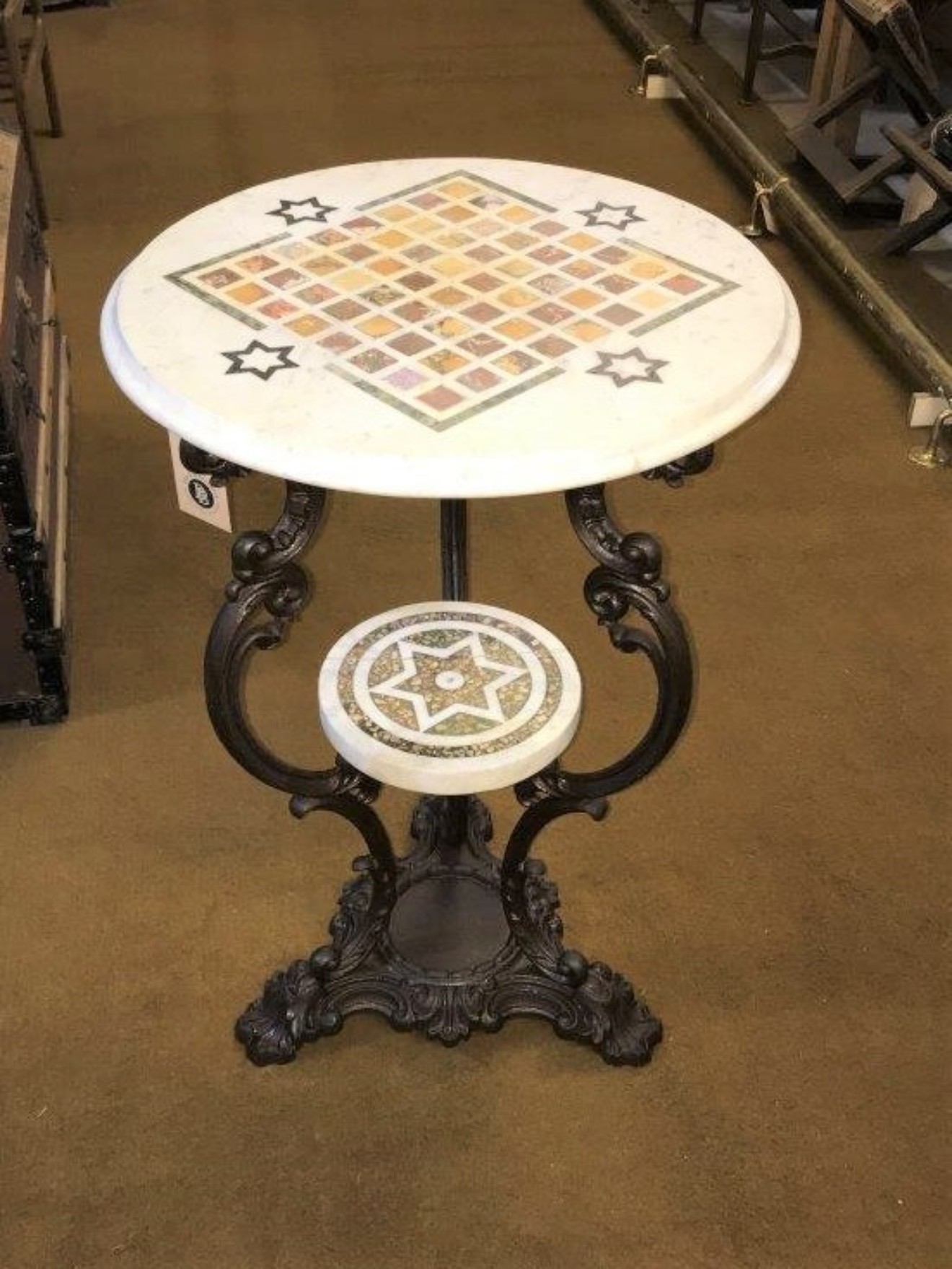 Cast Iron Marble Top Table