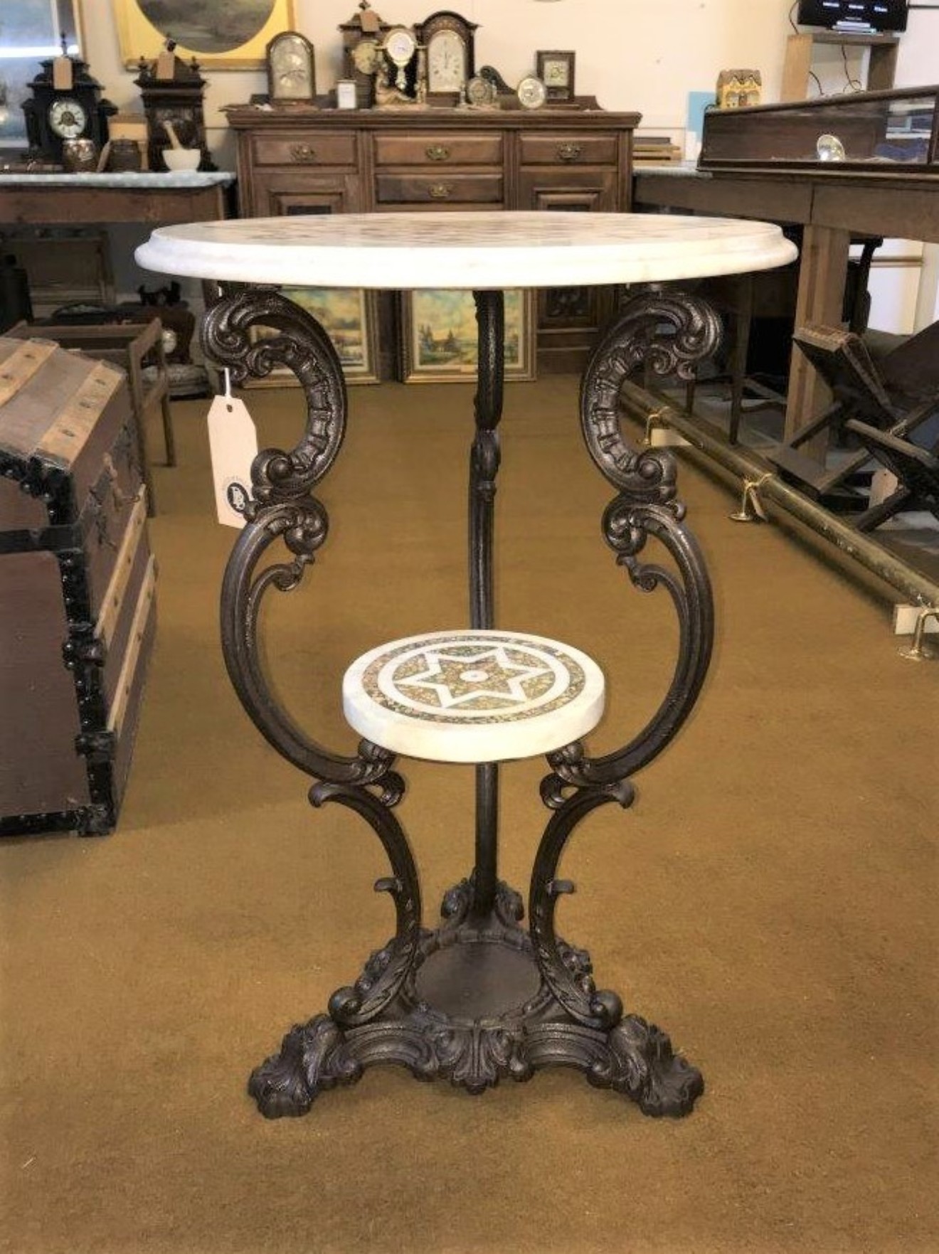 Cast Iron Marble Top Table