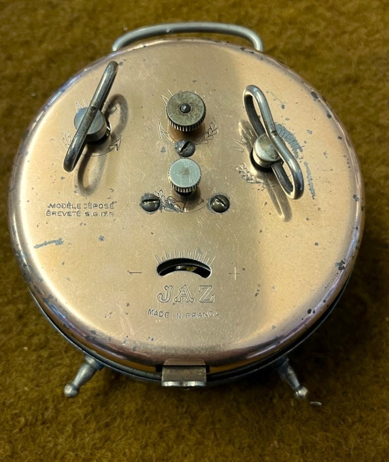 Vintage JAZ Art Deco French Alarm Clock