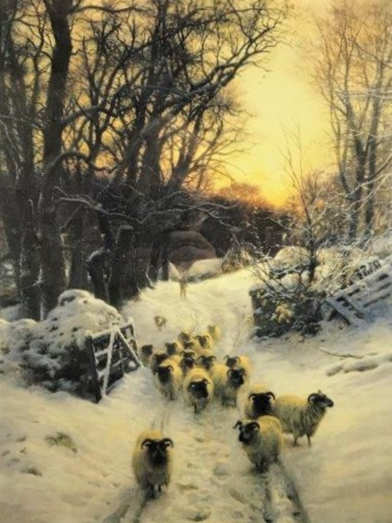 Framed Joseph Farquharson Print﻿ "The Sun Had Closed"