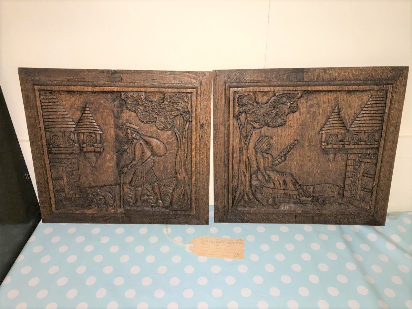 Pair of Flemish Oak Carved Relief Panels