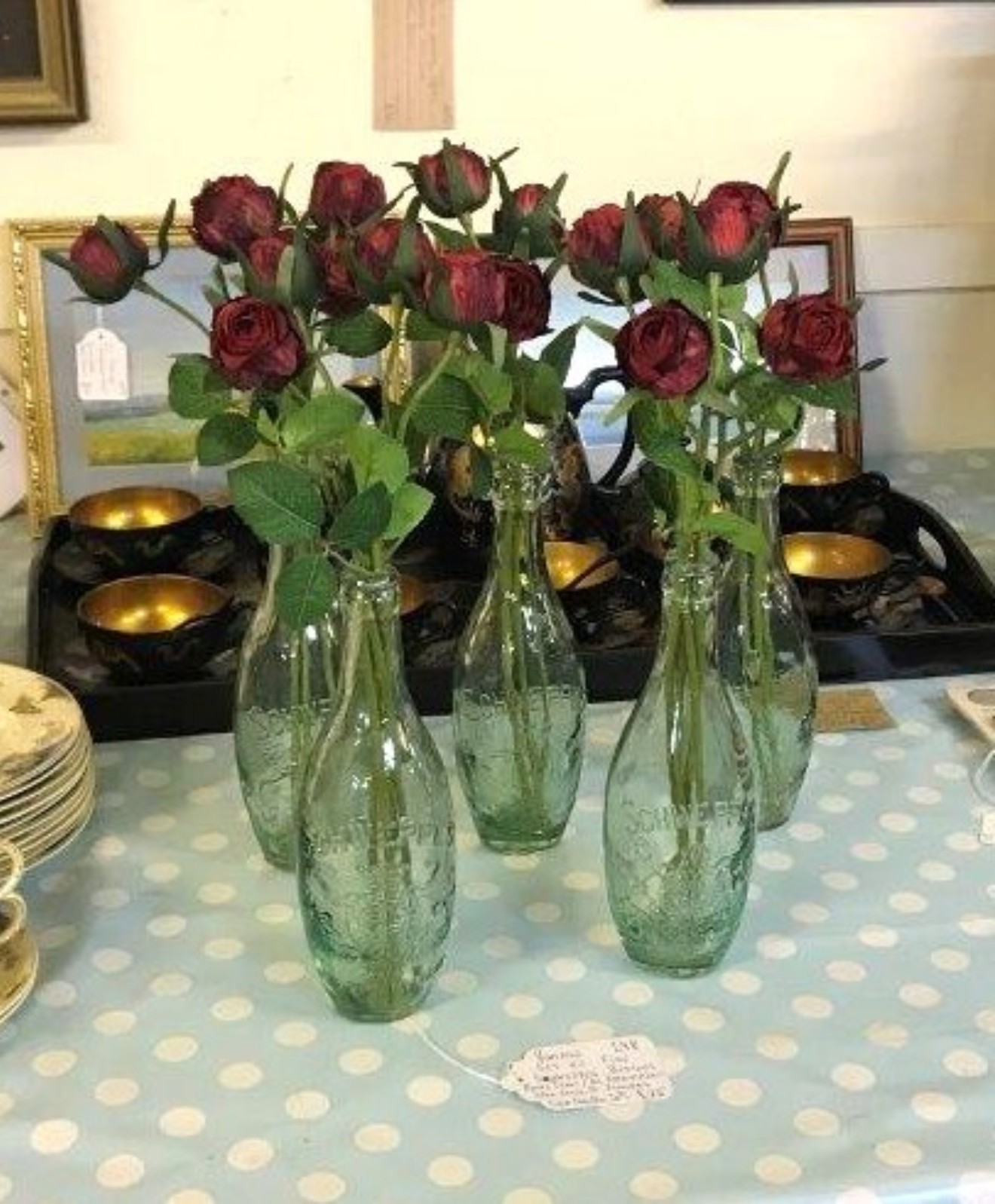 Vintage Set of 5 Schweppes Clear Glass Bottles Embossed with Royal Crest and By Appointment