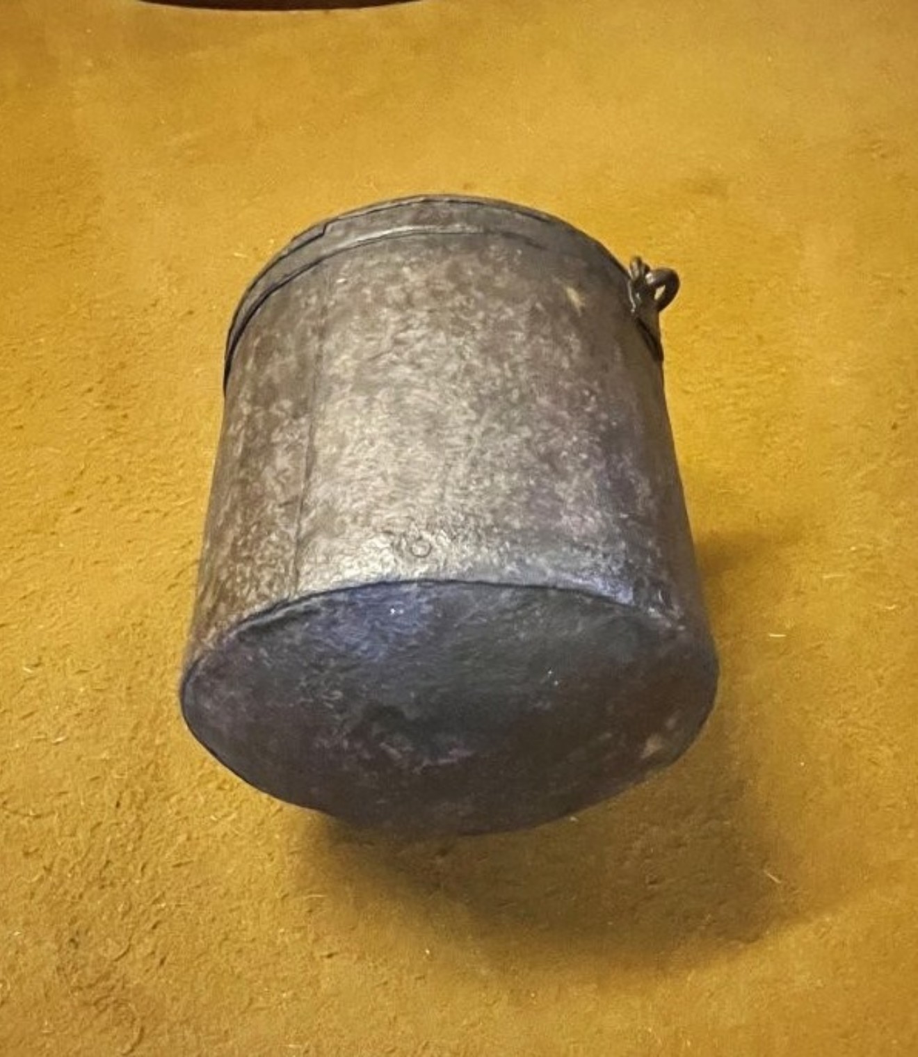 Antique Heavy Iron Riveted Well Bucket with Wrought Iron Hanger
