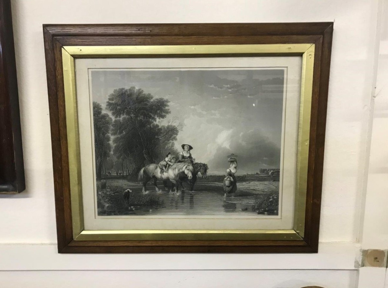 Victorian Engraving "Returning From Market (Crossing The Stream)" From the Original Painting by Sir Augustus W Callcott RA