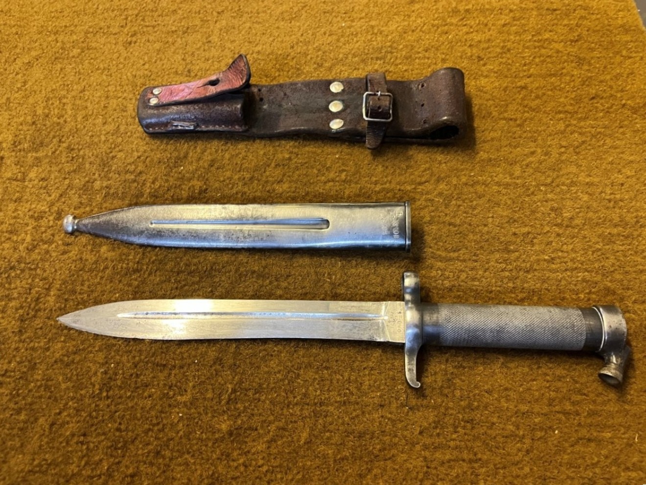 Vintage Swedish M1896 Mauser Bayonet with Scabbard and Leather Frog