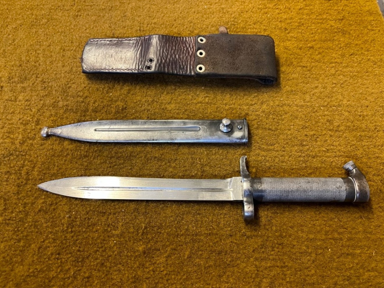 Vintage Swedish M1896 Mauser Bayonet with Scabbard and Leather Frog