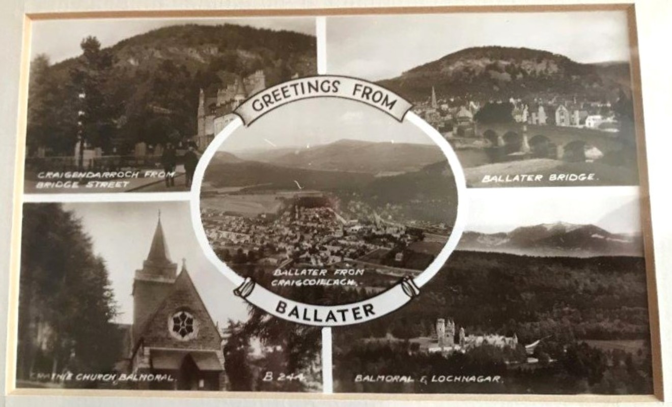 Framed Set of 3 Early Ballater Postcards "Greetings From Ballater"