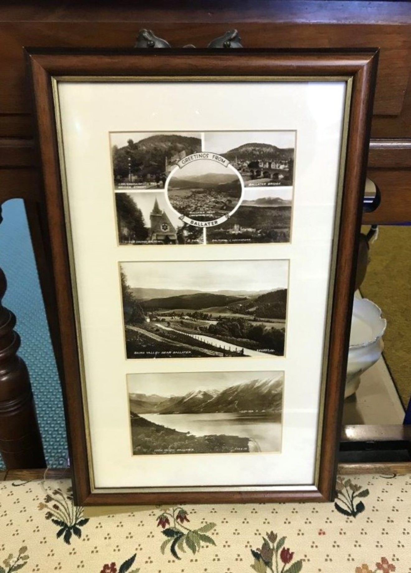 Framed Set of 3 Early Ballater Postcards "Greetings From Ballater"