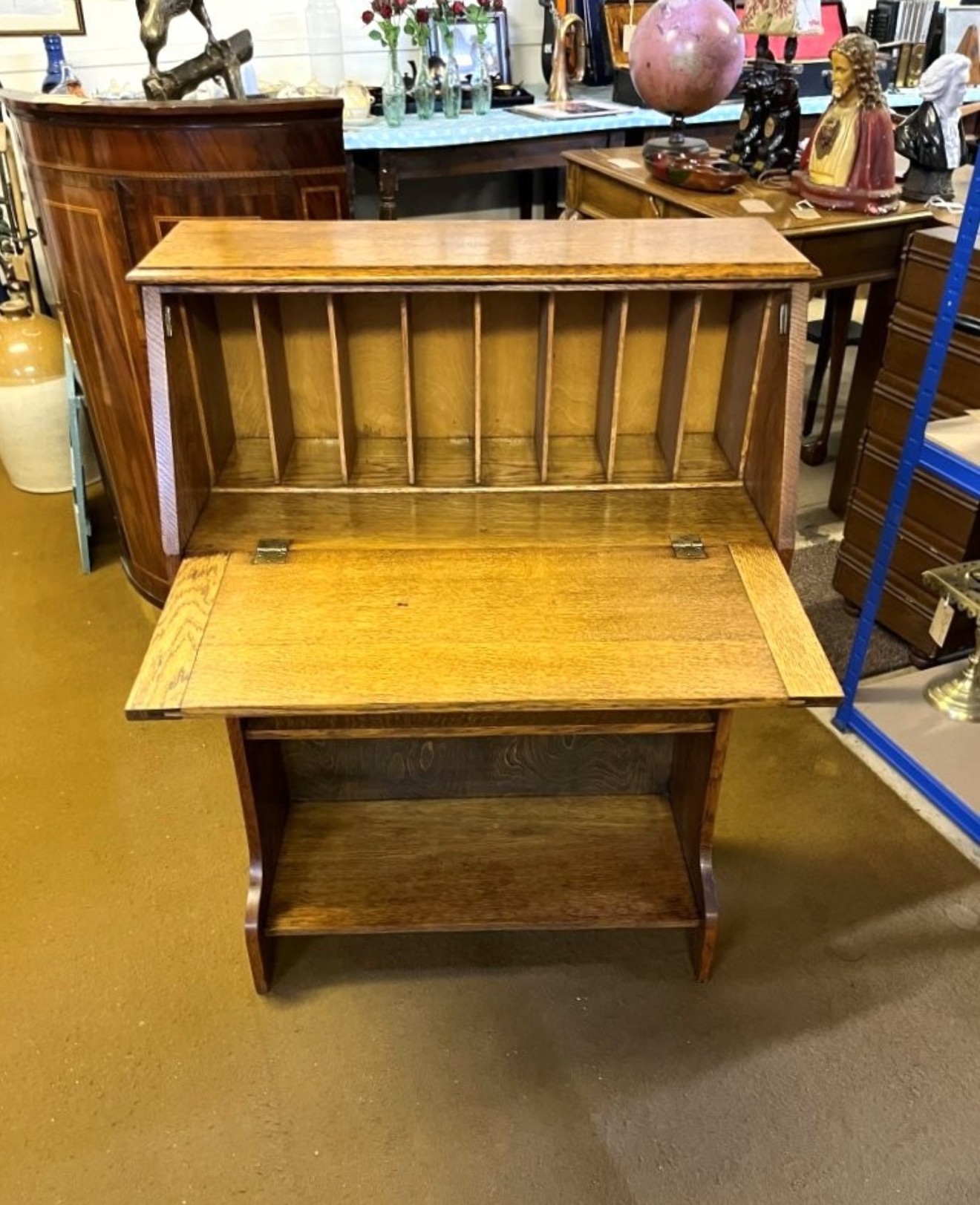 Arts & Crafts Solid Oak Bureau Writing Desk