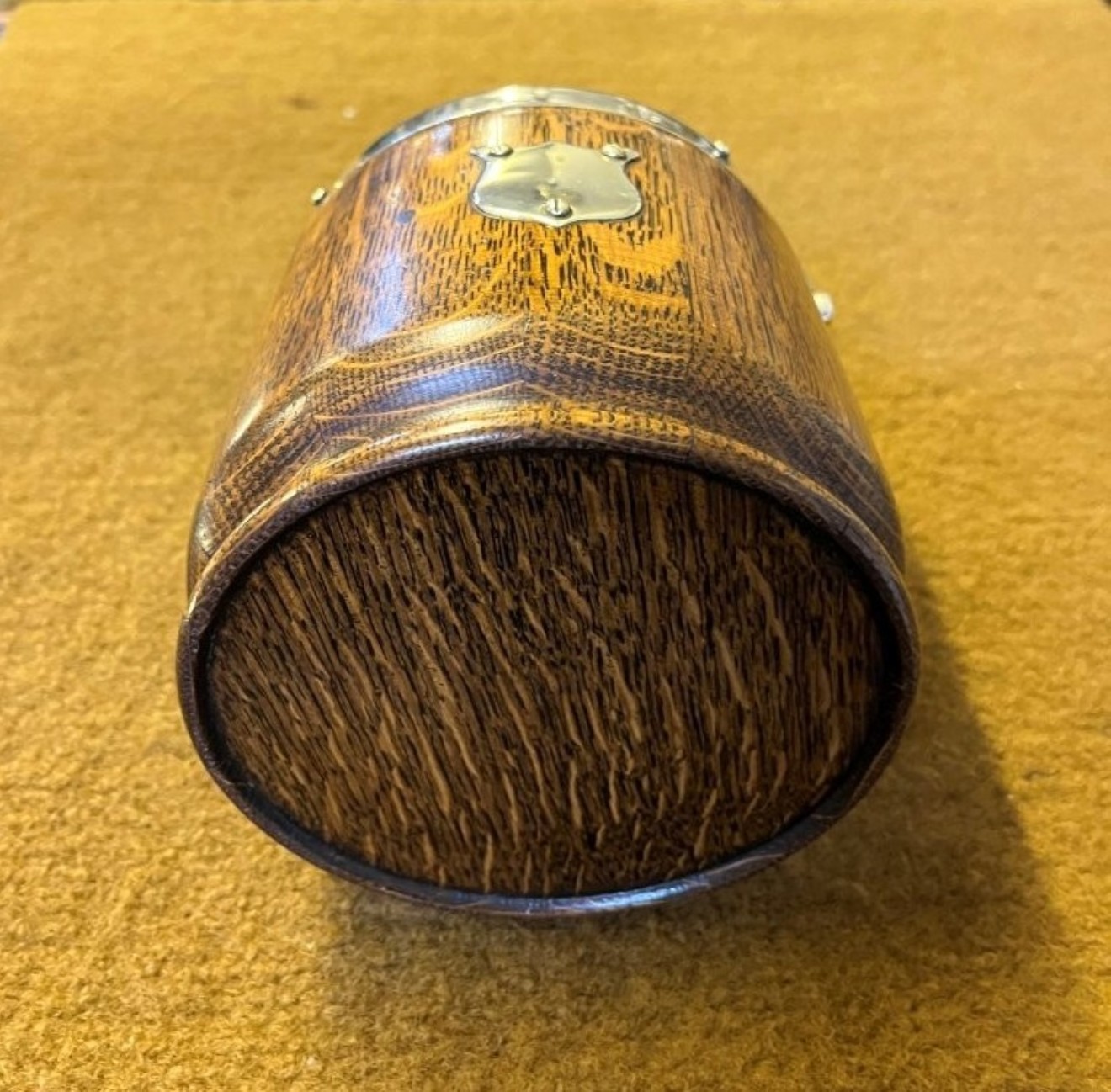 Vintage Wooden Biscuit Barrel / Ice Bucket with Ceramic Liner