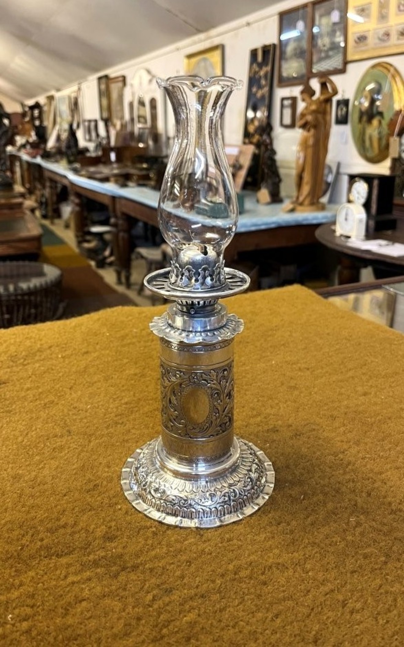 Arts & Crafts Period Silver Plated Oil Lamp by Hukin & Heath B/ham & London