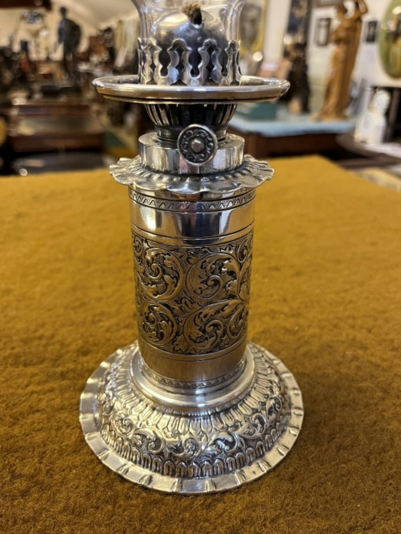 Arts & Crafts Period Silver Plated Oil Lamp by Hukin & Heath B/ham & London