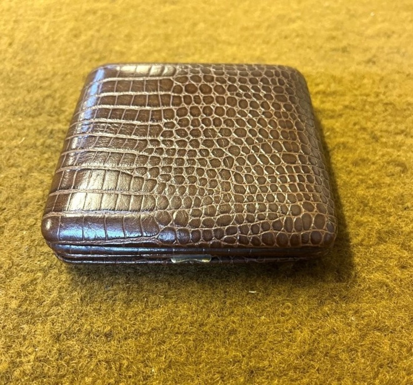 Vintage 8 Days Travel Clock in Faux Crocodile Skin Case Made by L Sandoz Vuille Switzerland