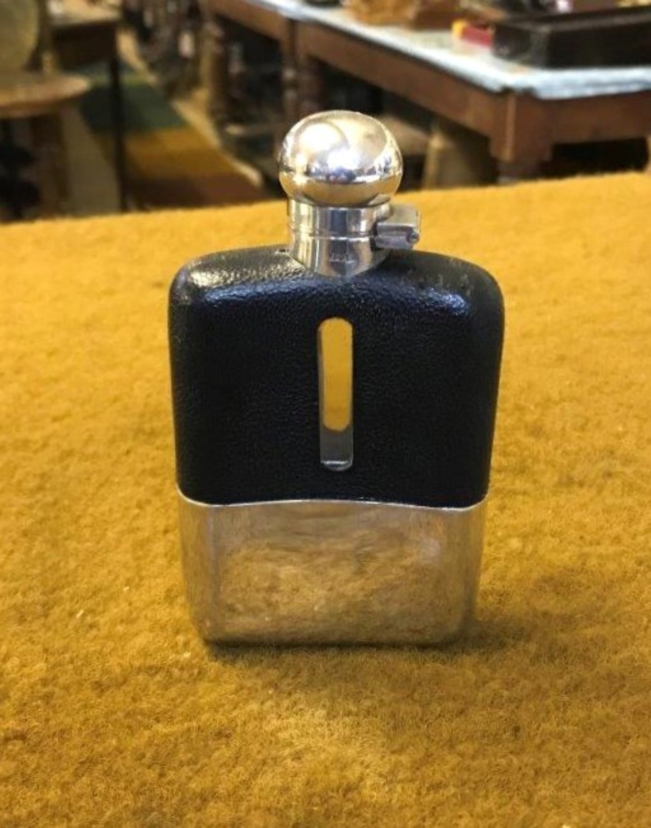 Vintage Silver Plated and Leather Whisky Flask by J Dixon & Sons