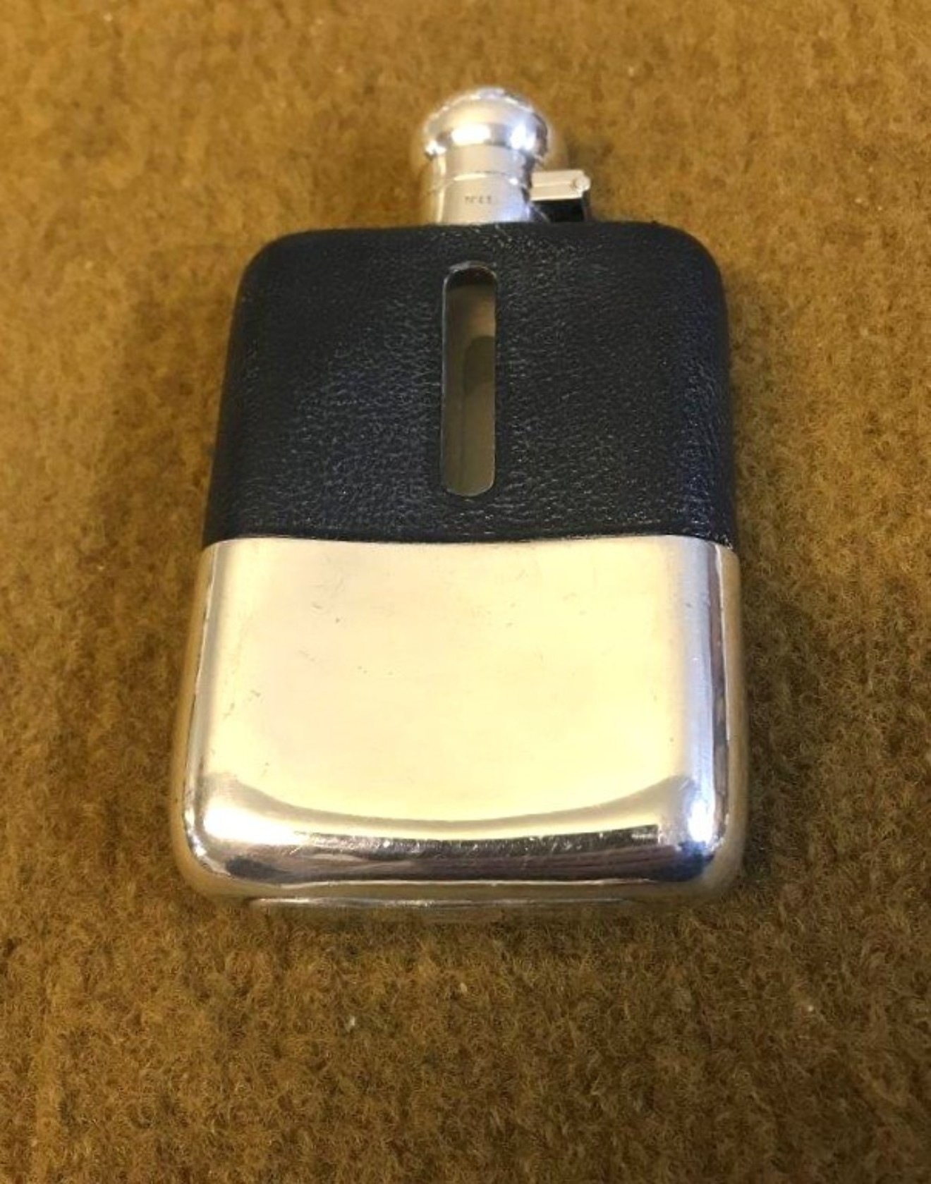 Vintage Silver Plated and Leather Whisky Flask by J Dixon & Sons