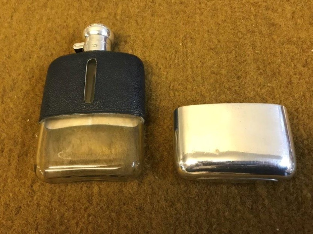 Vintage Silver Plated and Leather Whisky Flask by J Dixon & Sons