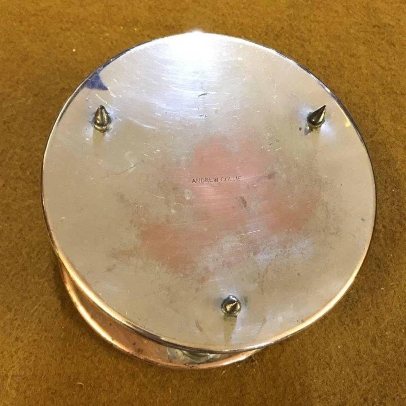 Pair of Round Silver Plated Cake Tier Separators Andrew Collie Ltd Grocers Aberdeen, Cults, Ballater & Braemar