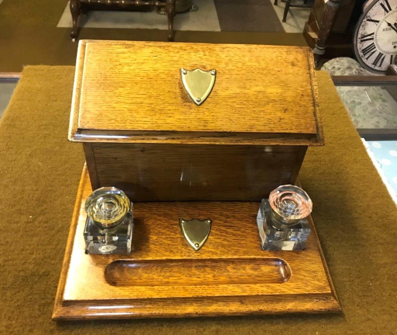 Victorian Golden Oak Stationery Box