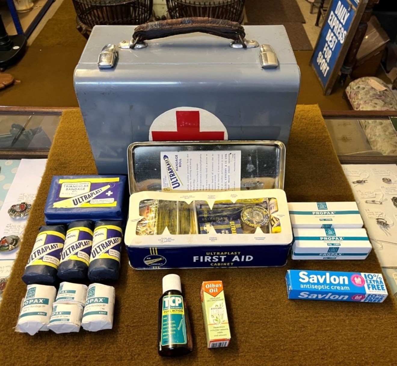 Vintage Metal Cased Portable First Aid Kit