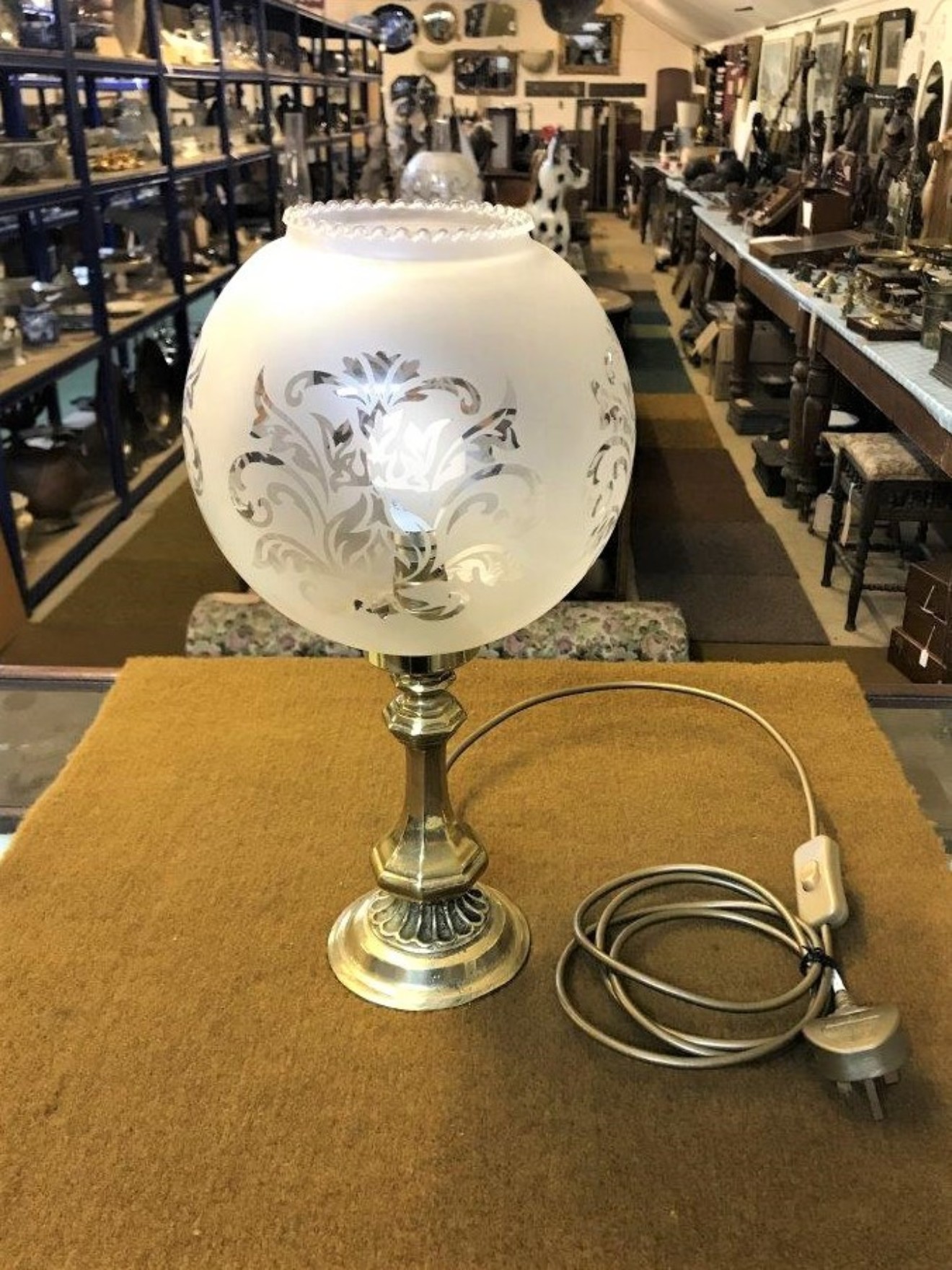 English victorian brass and crystal table lamps 1
