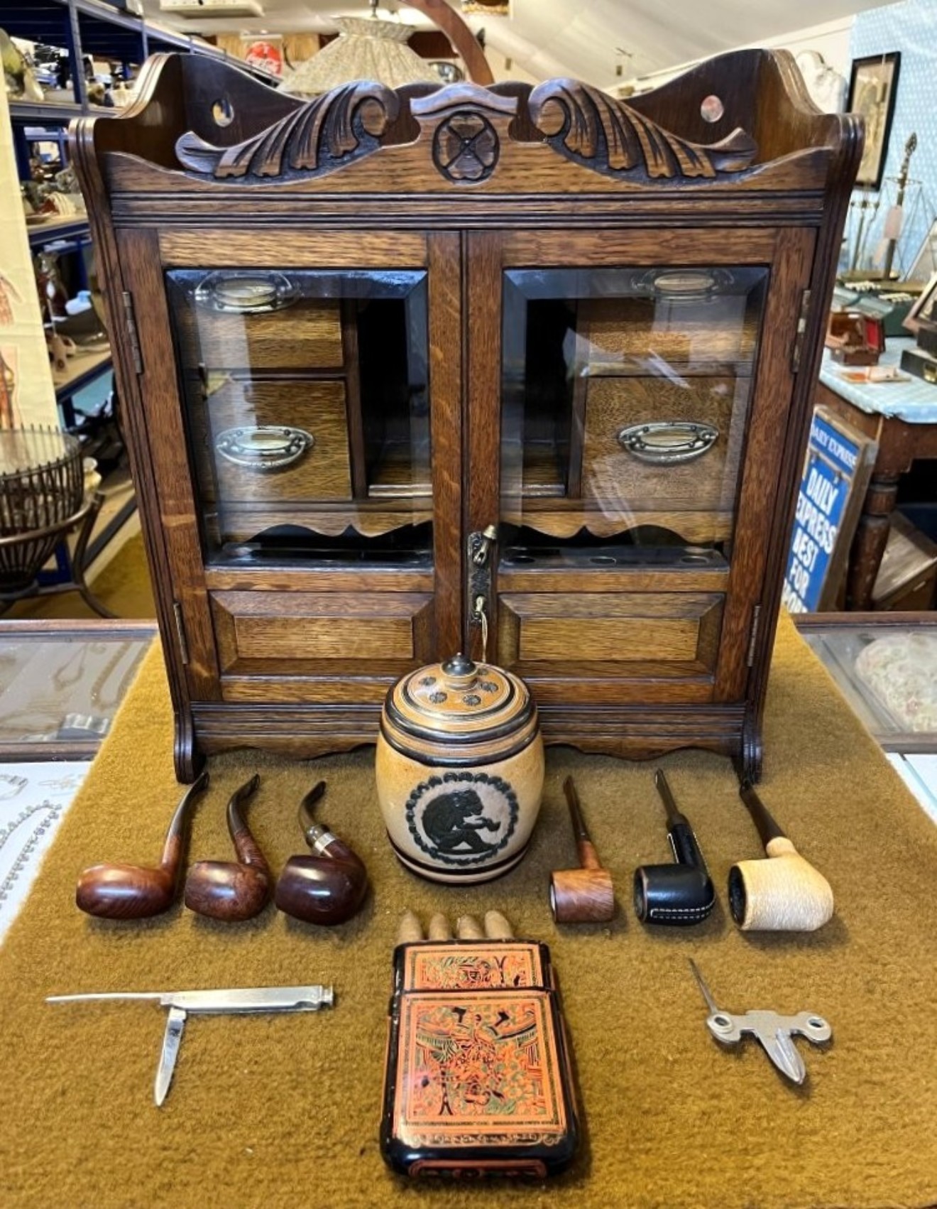 Antique Oak Smokers Cabinet