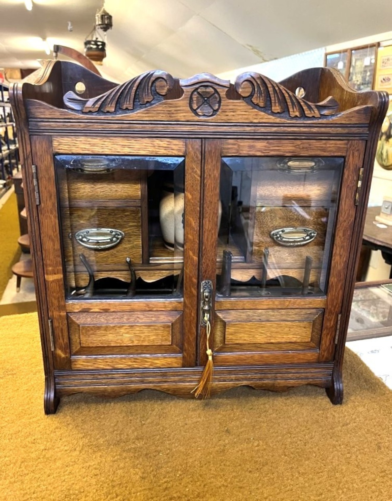 Antique Oak Smokers Cabinet