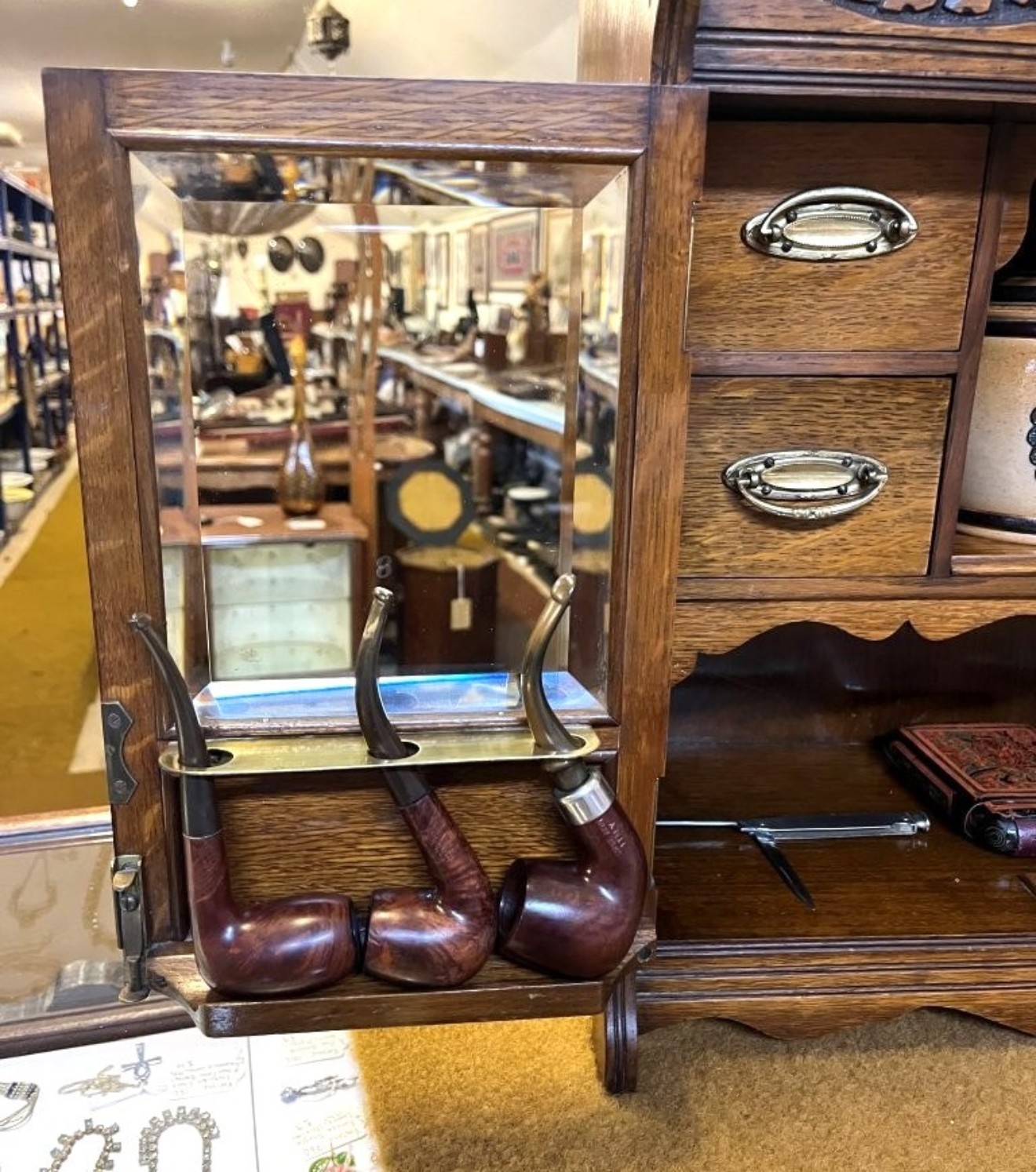 Antique Oak Smokers Cabinet
