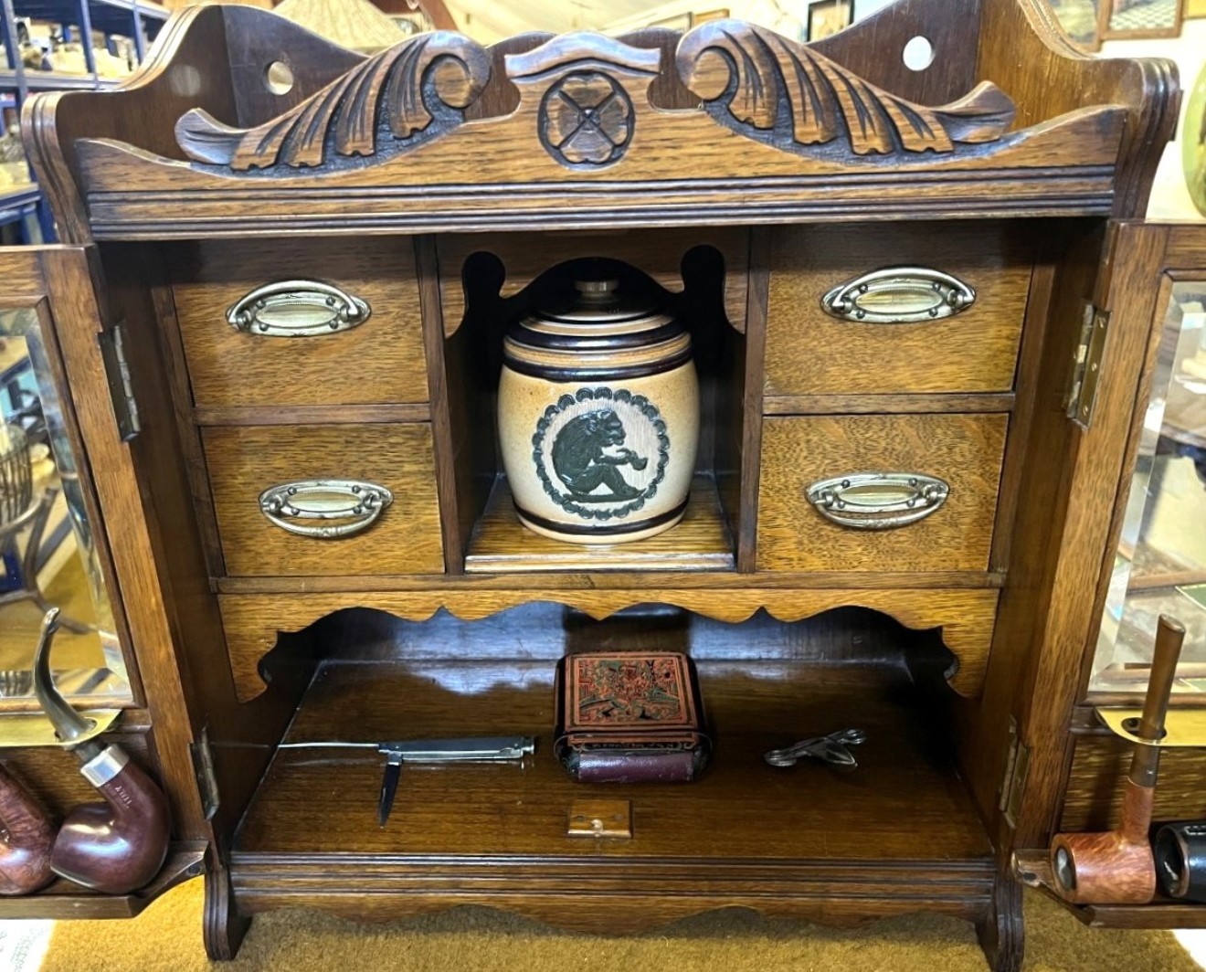 Antique Oak Smokers Cabinet